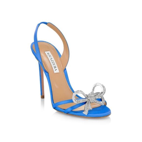 Aquazzura Babe Neon Satin Stiletto Sandals size 37.5